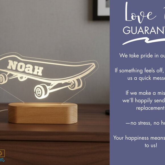 Custom Skateboarding LED Name Sign | Personalized Room Decor for Skaters - Picture 6 of 8